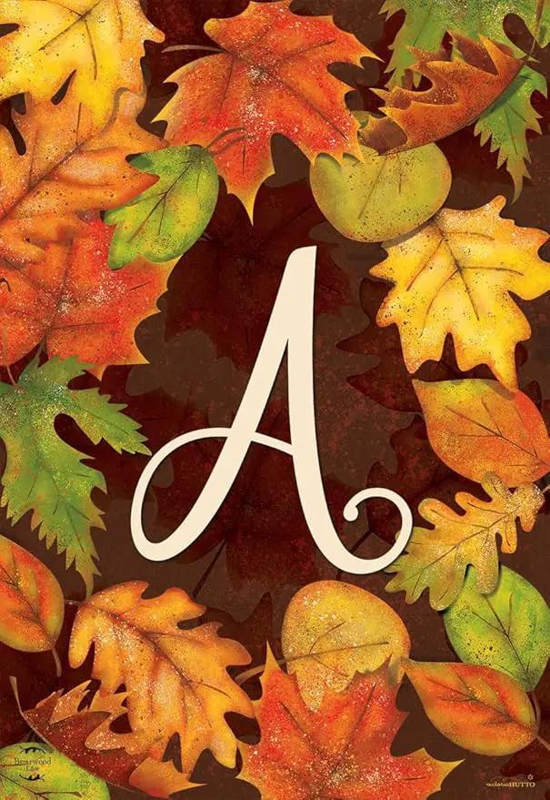 Briarwood Lane Fall Leaves Monogram Letter A Garden Flag by GreenHaven Gardens