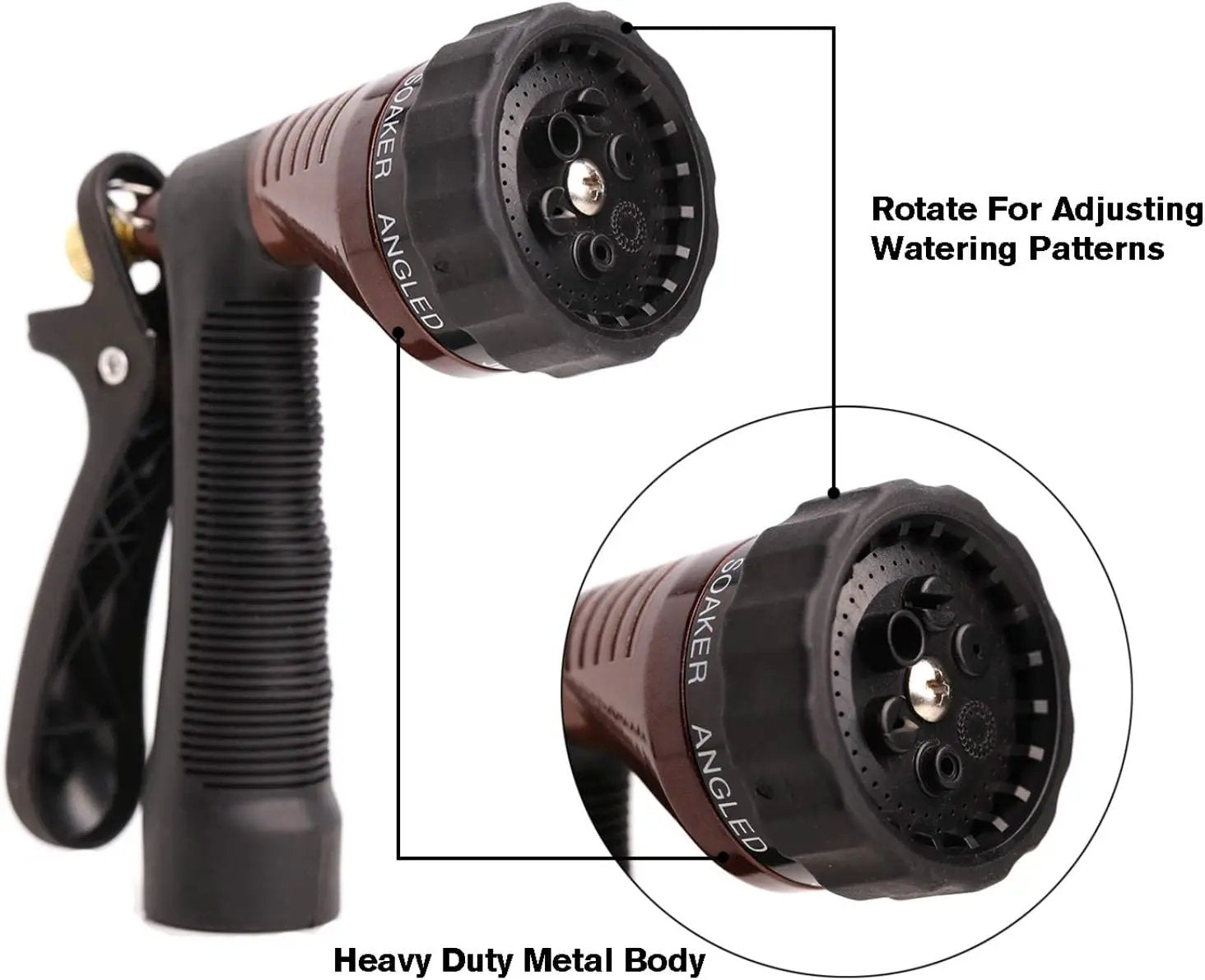 GREEN MOUNT Water Hose Nozzle Spray Nozzle, Metal Garden Hose Nozzle with Adjustable Spray Patterns, Perfect for Watering Plants, Washing Cars by GreenHaven Gardens