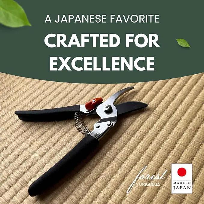Saboten Japan 7.9" Japanese Pruning Shears - Premium Steel Blades, Rust-Resistant Fluorine Coating, Ergonomic Grip, Duracon Safety Lock - forest Originals, Made in Japan, Gardening & Farming Scissors by GreenHaven Gardens
