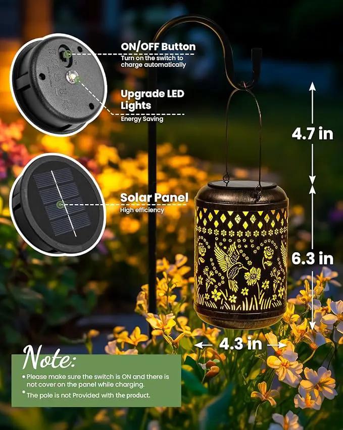 Solar Lanterns Outdoor Hanging Waterproof,Hummingbird Garden Decor Gifts for Women Mom, Solar Lights Metal Fall Decoration Outside for Yard, Patio,Garden,Backyard,Porch by GreenHaven Gardens