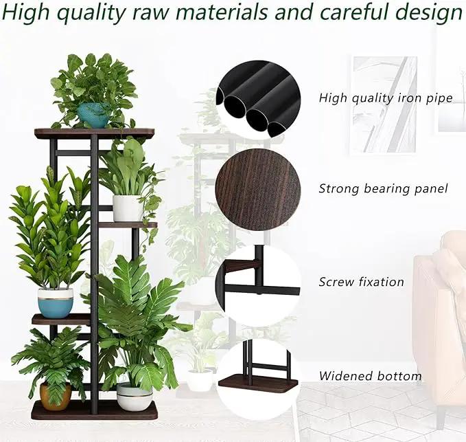 LINZINAR Plant Stand 4 Tier 5 Potted Indoor Plant Shelf Multiple Stands for Garden Corner Balcony Living Room by GreenHaven Gardens