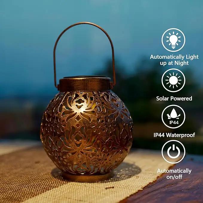 2 Pack Outdoor Solar Hanging Lantern Light LED Decorative Christmas Light for Garden Patio Courtyard Lawn and Tabletop with Hollowed-Out Design. Unique Gardening Gifts for Women. by GreenHaven Gardens