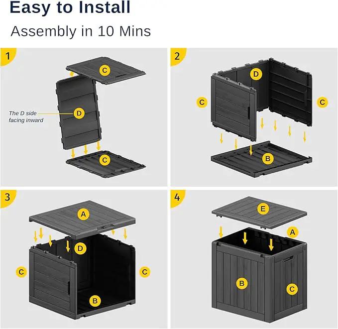 EAST OAK Outdoor Storage Box, 31 Gallon Deck Box, Waterproof Resin Storage Bin for Patio Cushions, Gardening Tools, Accessories, Lockable, UV Resistant, Black by GreenHaven Gardens