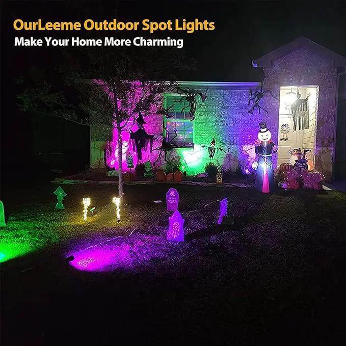 OurLeeme Lawn Flood Light Stake, 2-in-1 Waterproof Outdoor Remote Control Landscape Lighting Spotlight Wall Light for Yard Garden Driveway Pathway Pool by GreenHaven Gardens
