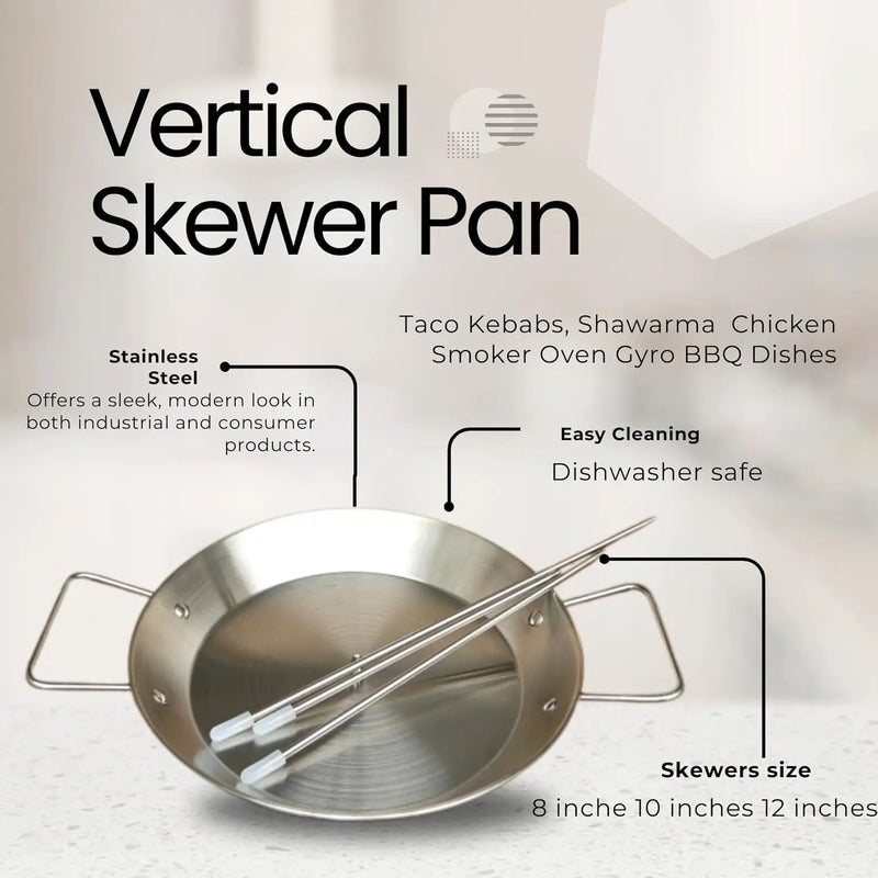 Al Pastor Skewer for Grill, Stainless Steel Vertical Gyro Plate for Oven, Rotate, Spit Stand, with Brushes, 3 Removable Spikes 8/10/12 BBQ Dishes Shawarma Stand, Kebabs Smoker, Tacos. by GreenHaven Gardens