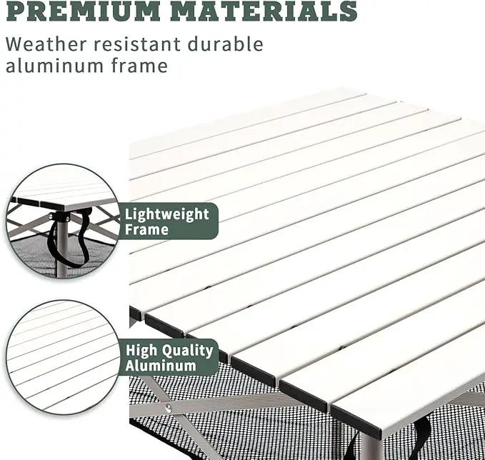 SUNNYFEEL Outdoor Folding Table | Lightweight Compact Aluminum Camping Table, Roll Up Top 4 People Portable Camp Square Tables with Carry Bag for Picnic/Cooking/Beach/Travel/BBQ by GreenHaven Gardens