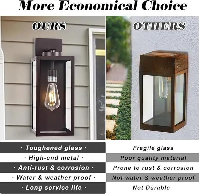 Oil-Rubbed Bronze Outdoor Wall Light Fixture, Large 16" ORB Exterior Wall Lantern, Farmhouse Porch Sconce Lighting, Modern Wall-Mounted Outside Lights for House, Garage, Patio Lamp by GreenHaven Gardens