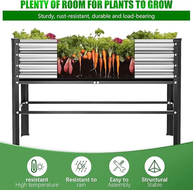 Doniks Raised Garden Bed with Legs, 48×24×32in Large Outdoor Metal Galvanized Garden Planting Box, 600lb Capacity for Vegetables Lawn Green Flowers, Fruits, Terrace by GreenHaven Gardens