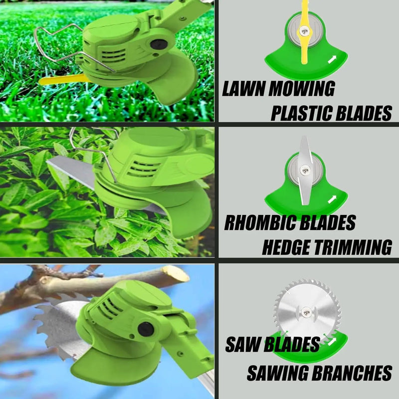 Electric Weed Wacker Cordless Eater Battery Powered, 21V Lightweight Weed Trimmer Edger Lawn Tool with 2Pcs 2000mAh Battery, 3 in 1 Stringless Grass Trimmer/Edger/Brush Cutter for Garden Yard Lawn by GreenHaven Gardens