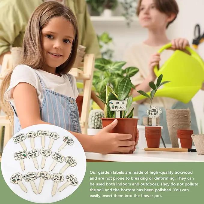 15pcs Funny Plant Signs Garden Markers Wooden Plant Labels Tab with Interesting Words Cute Patterns for Indoor and Outdoor Potted Used to Distinguish Potted Plants by GreenHaven Gardens