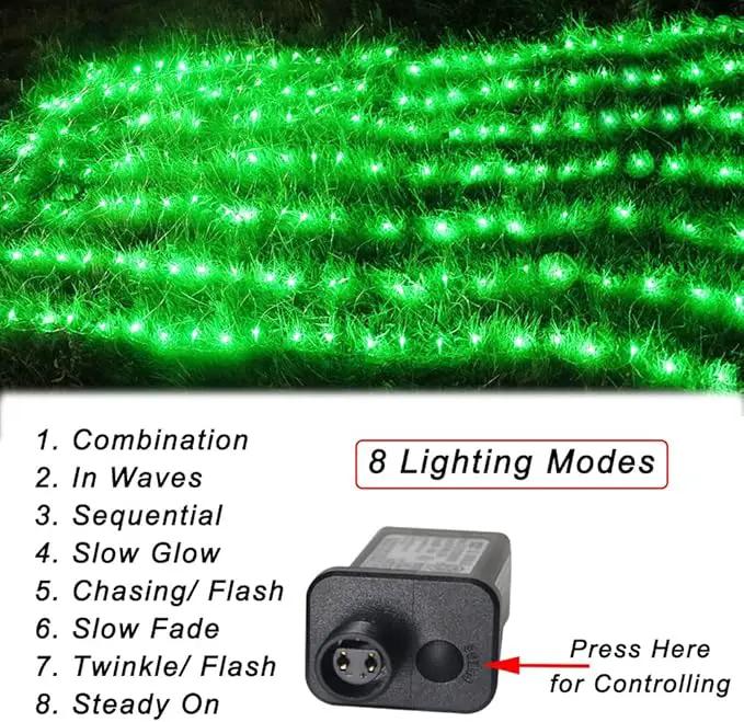 Pooqla 14.8x4.9 Ft Net Lights, 300 LED Christmas Outdoor Green Lights With 8 Modes, Connectable Waterproof Mesh String Fairy for Bushes Tree Garden Halloween Decor by GreenHaven Gardens