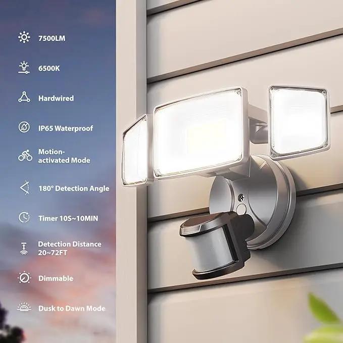 Onforu 75W LED Motion Sensor Outdoor Lights, Dusk to Dawn Flood Light Outdoor Motion Sensor, Hardwired Security Light Floodlights Outside 7500LM 6500K Daylight IP65 Waterproof (Gray) by GreenHaven Gardens