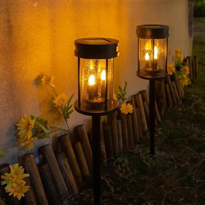 Beautyard Solar Lanterns Outdoor Waterproof Solar Candles Lantern Garden Lanterns Flickering Candle Lantern Lights Outdoor Patio Decor Mothers Day Gifts 2 Packs by GreenHaven Gardens