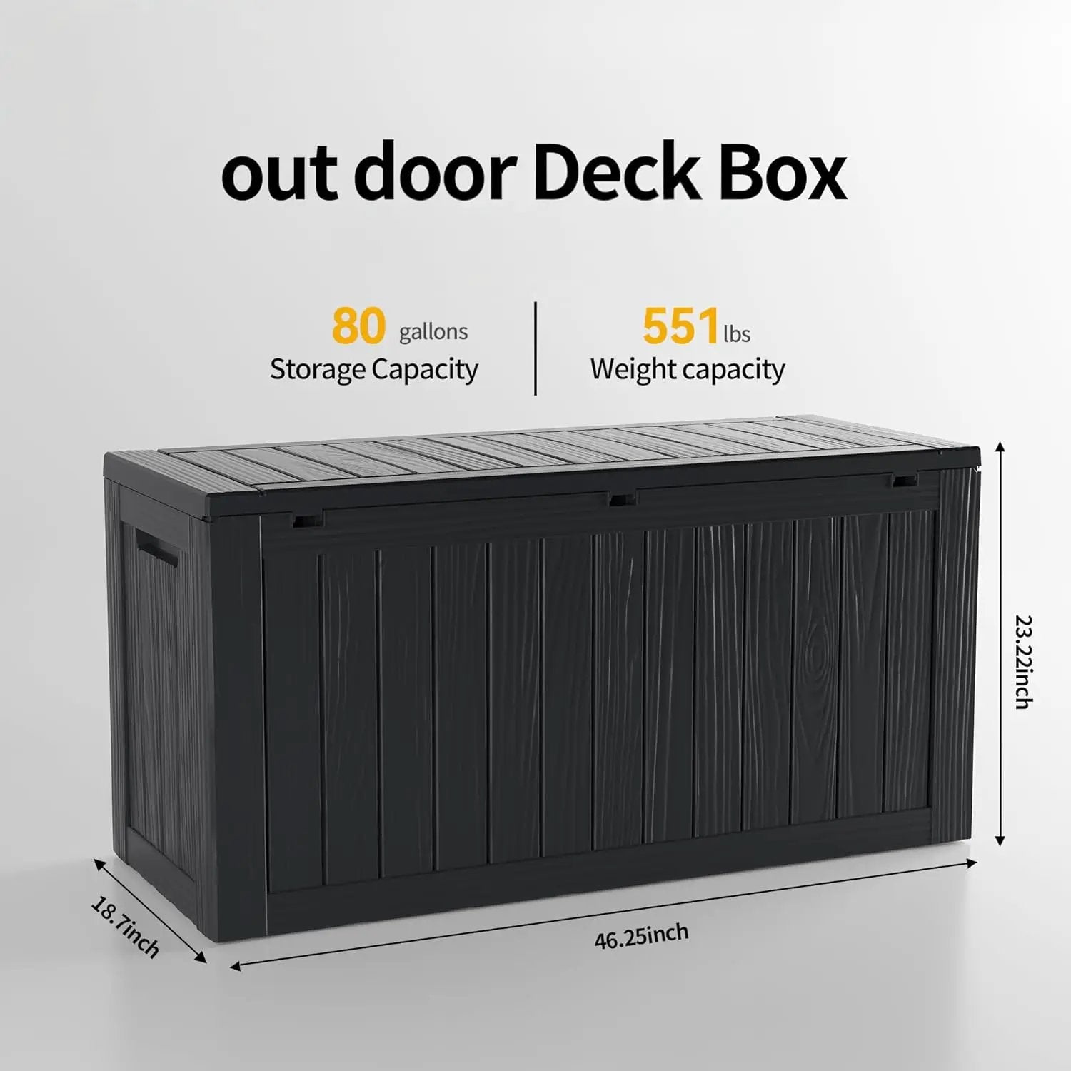 80GAL Black Outdoor Deck Box with Lockable Lid – Waterproof, SGS - Certified UV Resistance, Spacious Storage for Patio Cushions, Pool Accessories & Gardening Supplies, Easy Assembly by GreenHaven Gardens