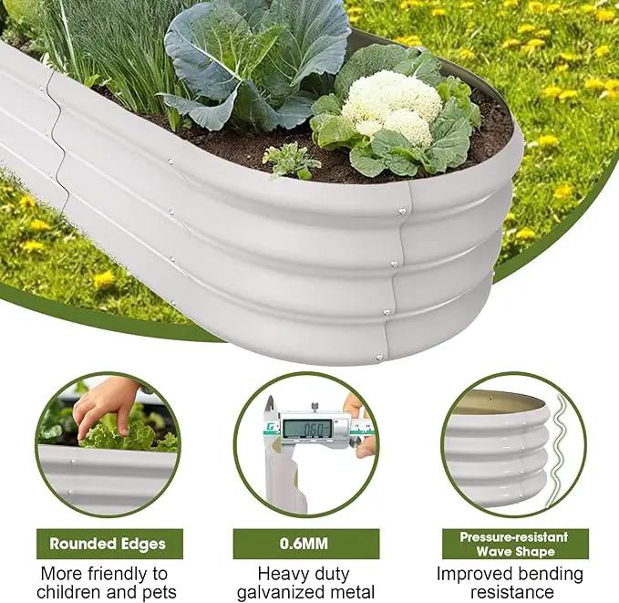 4x2x1ft Oval Galvanized Raised Garden Bed Outdoor 9-in-1 Large Metal Modular Planter Box Raised Beds for Gardening,Vegetables,Fruits,Flowers & Herbs (White) by GreenHaven Gardens