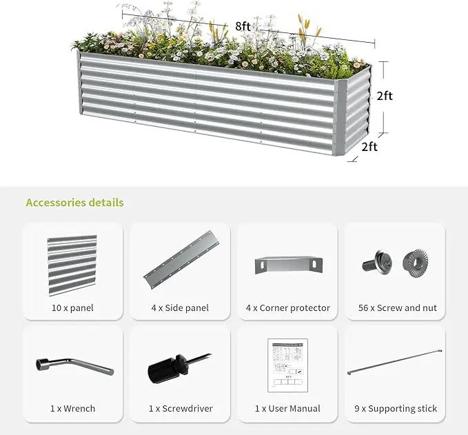 8X2.3X2FT Galvanized Raised Garden Beds Outdoor,Planter Raised Beds for Gardening, Vegetables, Flowers,Large Metal Garden Box,Deep Plant Flower pots Outdoor. by GreenHaven Gardens