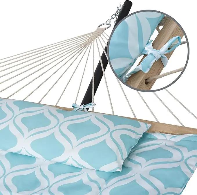 SUNCREAT Patio Hammock with Stand Included, Portable Double Hammock with Stand, Green Pattern by GreenHaven Gardens