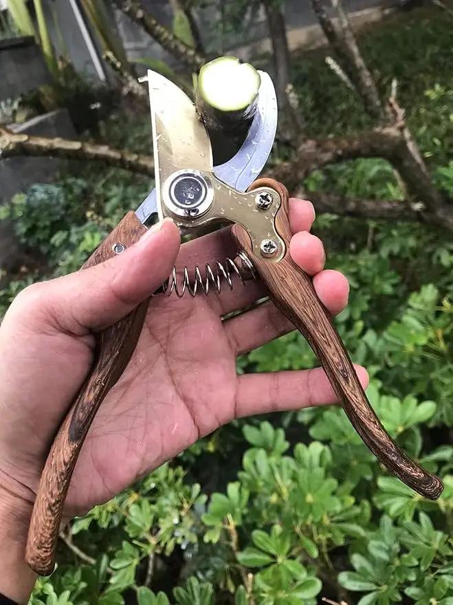 Garden Shears, Japanese Floral branch cutters, Snips for Gardening, Flower scissors Florist clippers, Hand Held Pruners for Gardening Heavy Duty, Pruning shears for garden (Wood grain) by GreenHaven Gardens