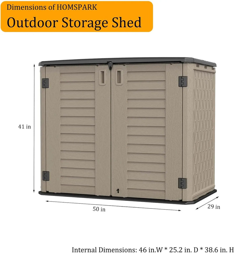 HOMSPARK Outdoor Storage shed, 26 Cu.ft Outdoor Storage Box Waterproof, Outdoor Storage Cabinet for Bike, Garbage Cans, Lawnmower, Garden Accessories, Waterproof, Lockable by GreenHaven Gardens