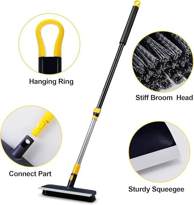 Yocada Floor Scrub Brush Telescopic Handle 2 in 1 Scrape Brush Stiff Bristle Shower Scrubber for Cleaning Patio Bathroom Garage Kitchen Wall Deck Tub Tile 55.9 inch Tall by GreenHaven Gardens