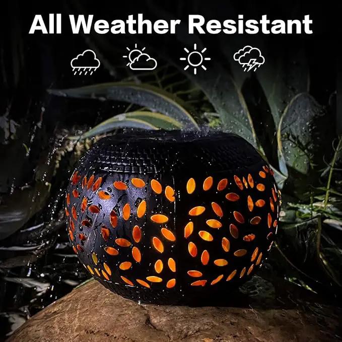 Solar Table Lantern Outdoor Waterproof-Dancing Flickering Flame Solar Powered LED Light,Black Metal Desktop Decorative Lamp Auto On/Off Lighting Dusk to Dawn for Desk Patio Garden Pathway Yard by GreenHaven Gardens