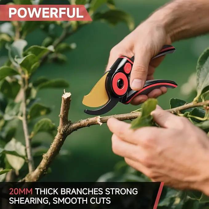 FLORA GUARD Professional Pruning Shears for Gardening, 20mm Clean Cut, SK5 Titanium-Coated Blade, Non-Stick Teflon Coating, Ergonomic TPR Handle, Garden Clippers for Men & Gardeners by GreenHaven Gardens