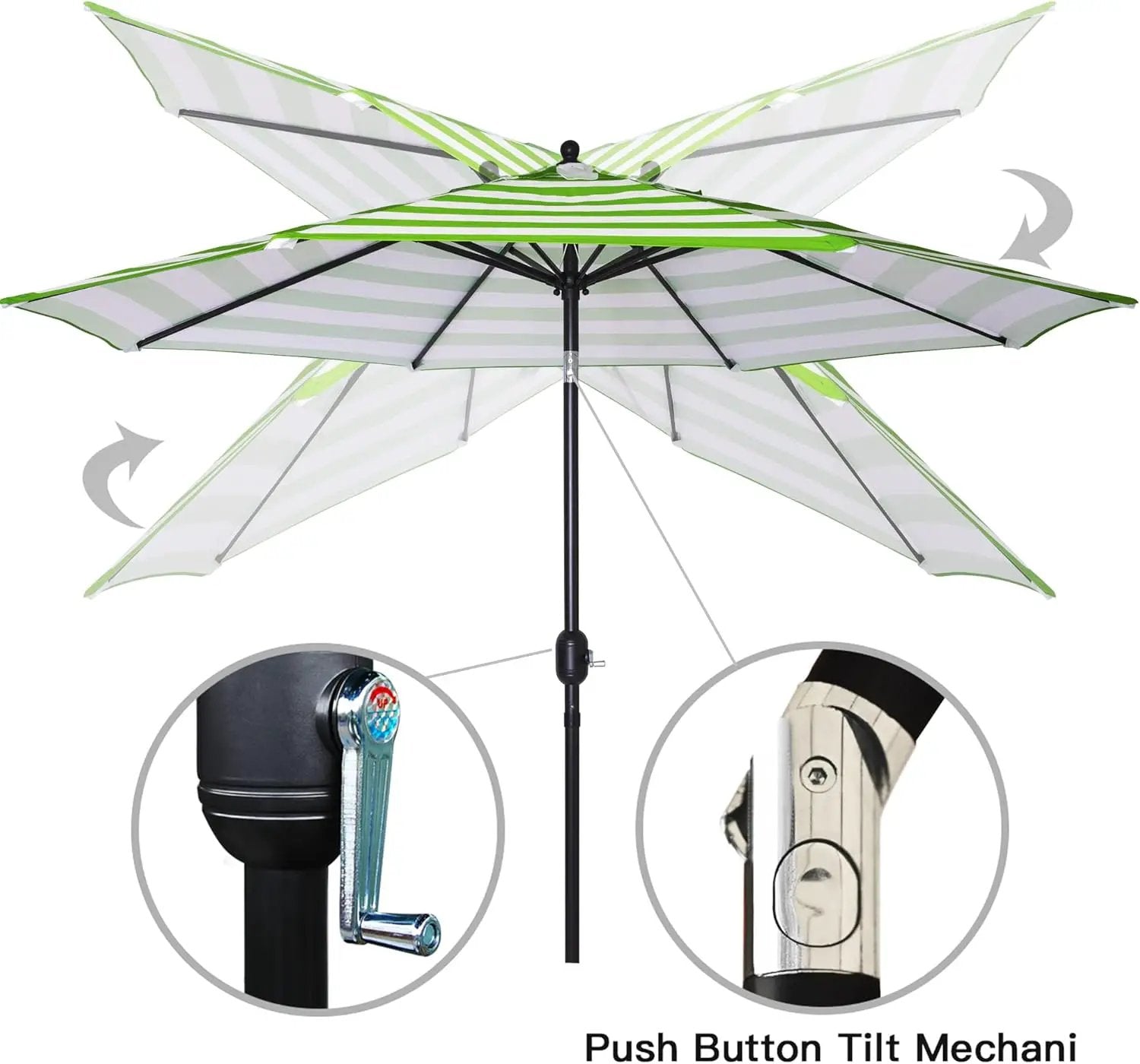 Sunnyglade 9' Patio Umbrella Outdoor Table Umbrella with 8 Sturdy Ribs (Grass Green and White) by GreenHaven Gardens