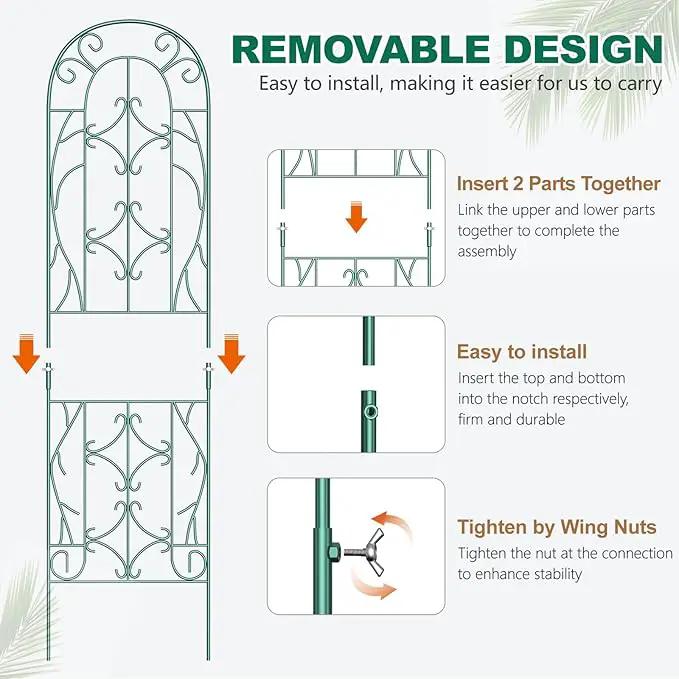 4 Pack Metal Garden Trellis for Climbing Plants,Green Metal Garden Trellis for Vines Plant Rose Vegetable Support,Large Decorative Outdoor Trellis by GreenHaven Gardens