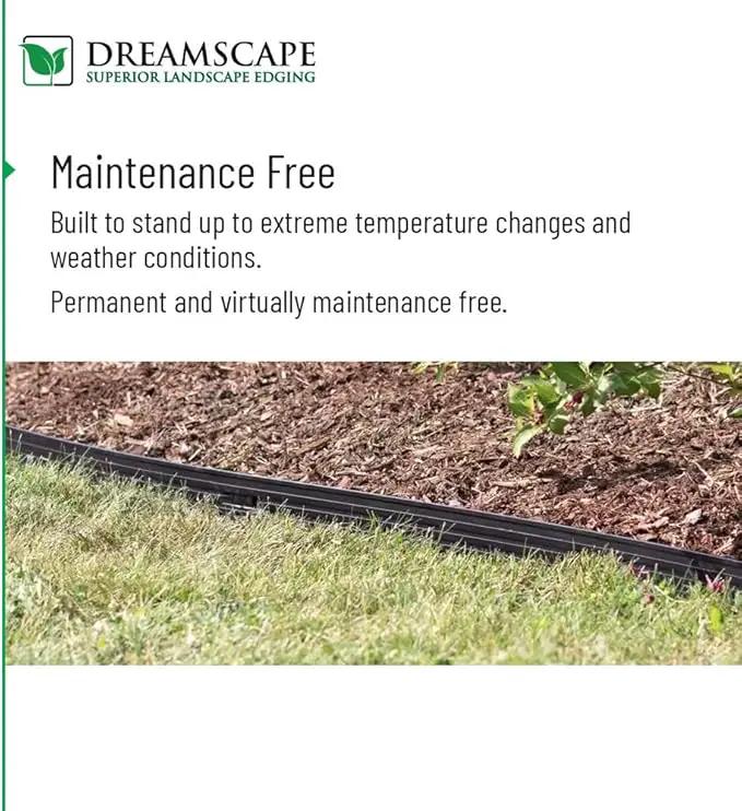 Dreamscape E-Z Edge Aluminum Landscape Edging - 4 Strips, 6ft Each (24ft Total), Black Painted - Professional Quality Landscaping Border, Metal Divider for Lawn, Garden, Flowerbed by GreenHaven Gardens