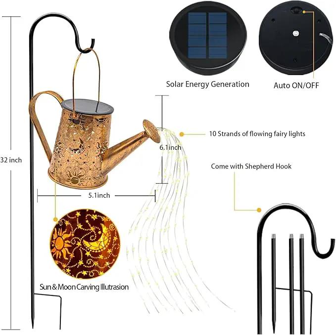 Solar Garden Lights Outdoor, Solar Watering Can Lights Garden Decor Gifts for Grandma Mom, Sun Moon Waterproof Hanging Lantern with String Lights, Yard Decoration for Patio Porch Lawn Backyard Pathway by GreenHaven Gardens