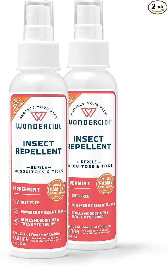 Wondercide - Mosquito, Tick, and Insect Repellent with Natural Essential Oils - DEET-Free Bug Spray and Killer - Safe for Family - Peppermint 2-Pack of 4 oz Bottle by GreenHaven Gardens