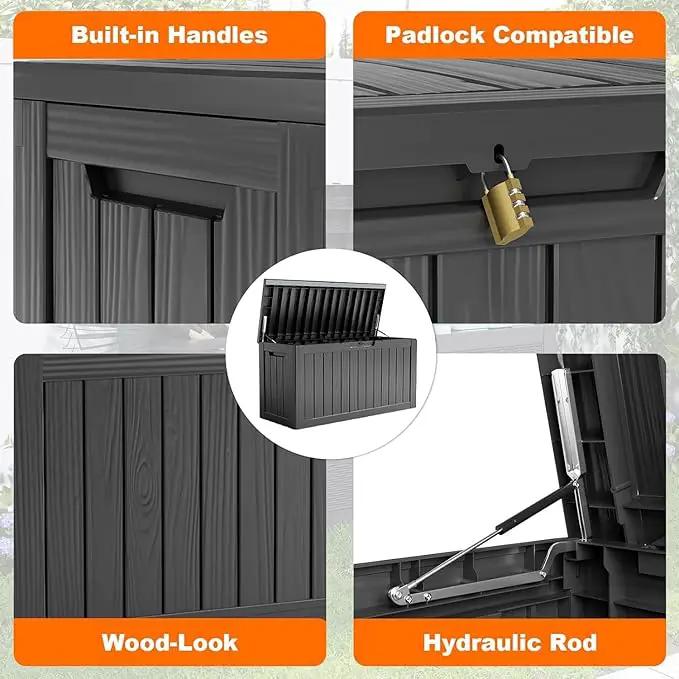 80 Gallon Resin Deck Box, Lockable Outdoor Storage Box for Patio Cushions Storage Furniture,Garden Tools, Pool Supplies, Weatherproof and UV Resistant- Black (80 Gallon) by GreenHaven Gardens