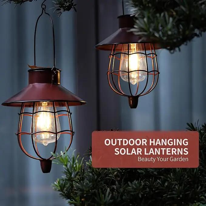 Solar Hanging Lantern Outdoor Waterproof Solar Lanterns Hanging Lights for Outside with Bright Warm White Light for Garden Patio Yard Pathway 2 Pack(Red) by GreenHaven Gardens