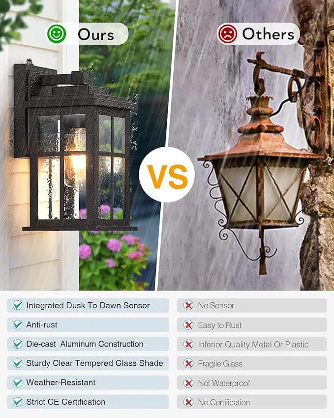 Bronze Outdoor Lights for House, Dusk to Dawn Exterior Lighting Fixtures, Outdoor Wall Lights for House, Garden, Entryway, Doorway, Anti-Rust, Waterproof, E26 Socket by GreenHaven Gardens