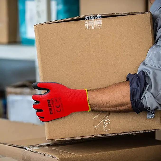 DULFINE Safety Work Gloves PU Coated-12 Pairs,Red Seamless Knit Glove with Polyurethane Coated Smooth Grip on Palm & Fingers, for Men and Women, Ideal for General Duty Work (Extra Large) by GreenHaven Gardens