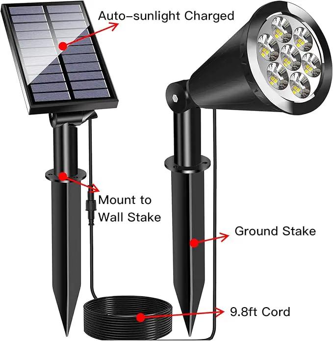 Solar Spot Lights for Outside, Waterproof Solar Spot Lights Dusk to Dawn, Solar Landscape Lights Solar Powered Lights for Garden Porch Walkway Patio (2 Pack) by GreenHaven Gardens