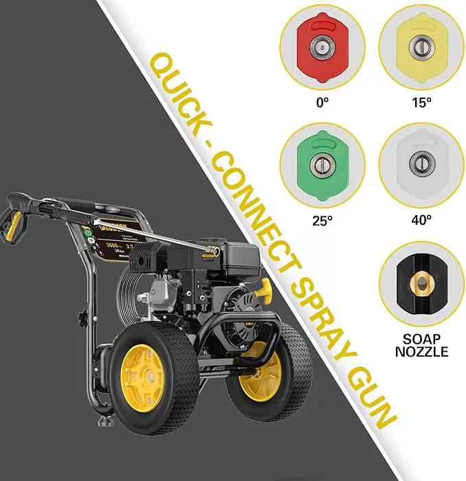 BLUBERY 3600 PSI Gas Pressure Washer, 2.7 GPM Heavy Duty High Power Washer, 30Ft Pressure Hose&Soap Tank,5 Pressure Nozzles,Black by GreenHaven Gardens