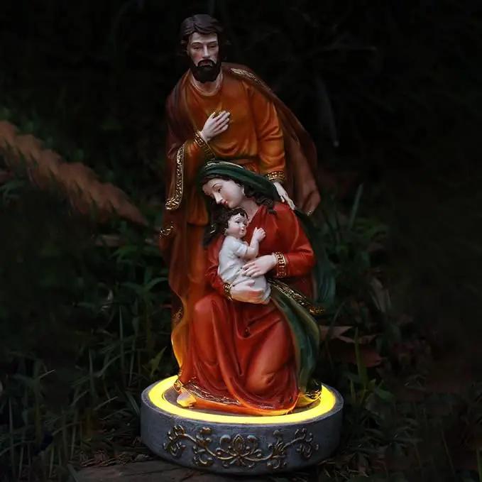 Jesus Statue Outdoor Decor Solar Lights, Religious Garden Statue, Blessed Father Outdoor Figure for Home/Garden Decor, Gift for Men/Father(11.22” H) by GreenHaven Gardens