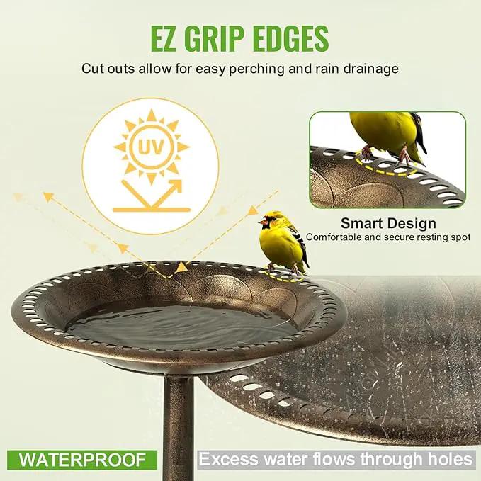 Backyard Expressions Outdoor Garden Bird Bath - Bronze - Weather Resistant Polyresin - 27 Inch by GreenHaven Gardens