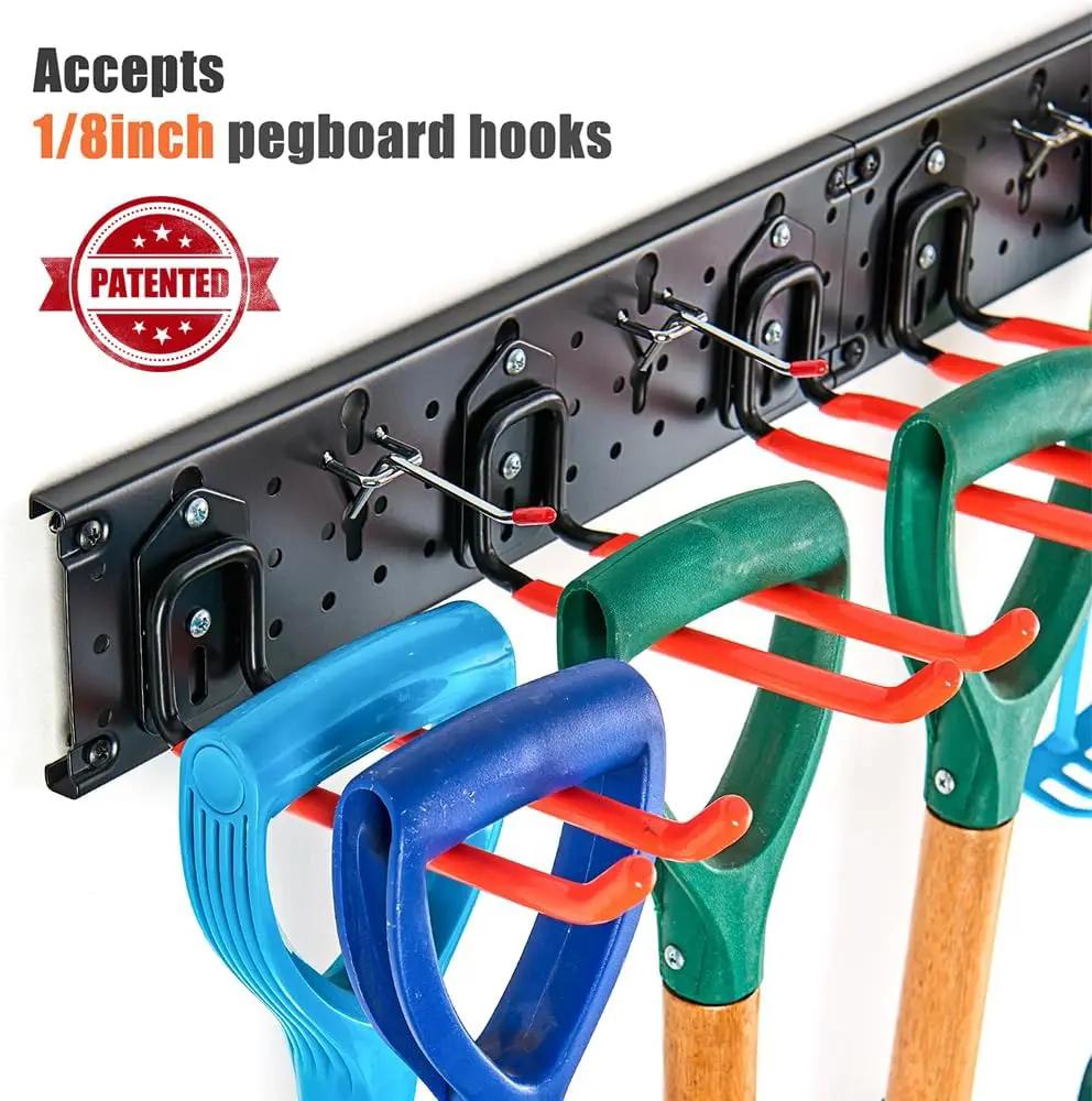 Ultrawall Multi-Storage Garage Hooks, Utility Rack with Multiple Installation Methods, Wall-Mounted Garden Tool Organizer System for Shovels, Rakes, Ladders,17pcs by GreenHaven Gardens