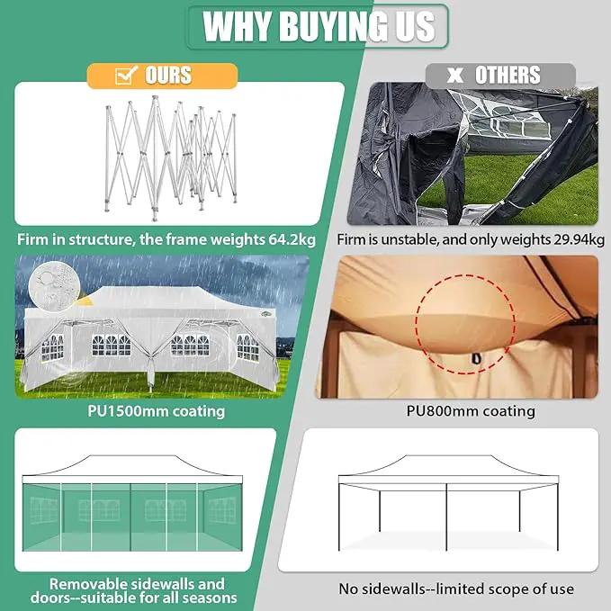 COBIZI 13x26 Pop Up Tent 13x26 Canopy with Sidewalls Heavy Duty Canopy Party Tent for Parties, Outdoor Wedding Large Event Tent Wind Waterproof UPF 50+ Ez Up in Garden Lawn with Roller Bag, White by GreenHaven Gardens