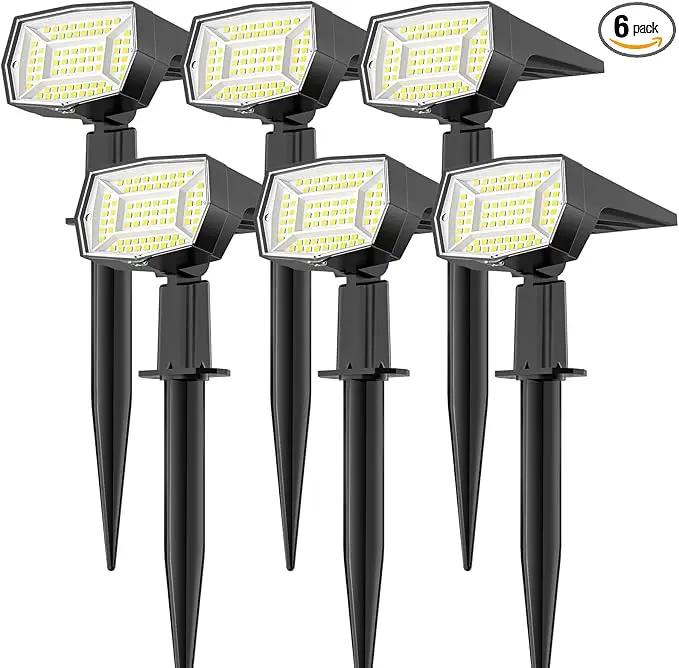Fabrito 72 LEDs Solar Spot Lights Outdoor Waterproof, 3 Modes Landscape Spotlights, Dusk to Dawn Solar Powered Flood Wall Lights for Outside, Solar Garden Lights for Yard Porch 6 Pack (Cool White) by GreenHaven Gardens