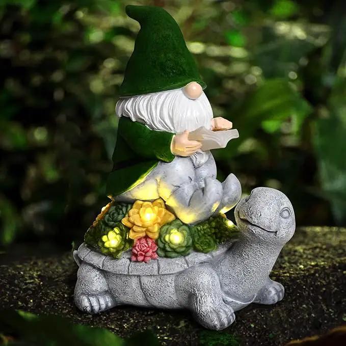 JOBOSI Dwarfs Solar Light Garden Decor Yard Decor Turtle Decor Santa Claus Turtle Solar Light Dwarf Garden Gnome Statues Gifts for mom, Gifts for Grandma by GreenHaven Gardens