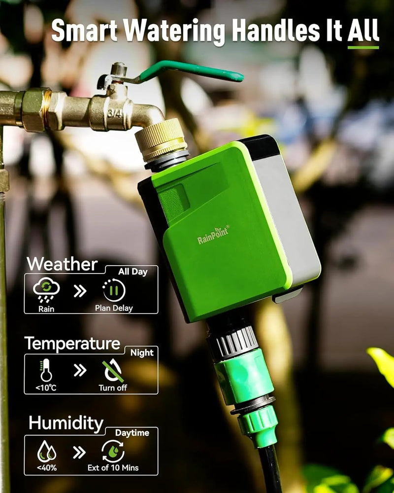 RAINPOINT WiFi Hose Timer, Brass Inlet Smart Sprinkler Timer for Watering, WiFi Watering Timer for Garden Hose with Hub, APP & Voice Control, Automatic Irrigation System for Lawns and Yard by GreenHaven Gardens
