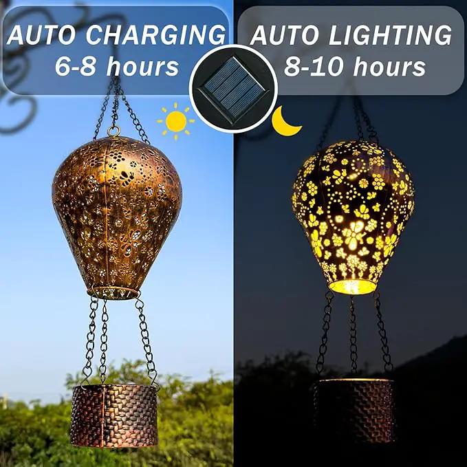 2-Pack Bee Decor Hot Air Balloon Solar Lantern – Outside Decorative Hanging Light for Garden Yard Patio Porch Lawn and Pathway – Unique Housewarming, Birthday Gift for Women Mom Grandma by GreenHaven Gardens