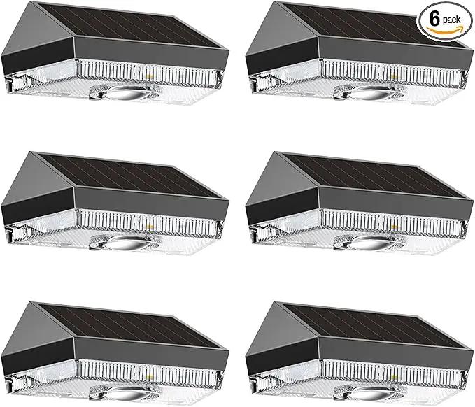 Solar Fence Lights Outdoor - Warm White & RGB 6 Color, Dusk to Dawn Deck Lights, IP65 Waterproof Solar Outdoor Lights for Fence/Backyard/Railing/Step/Patio/Wall (6 Pack) by GreenHaven Gardens
