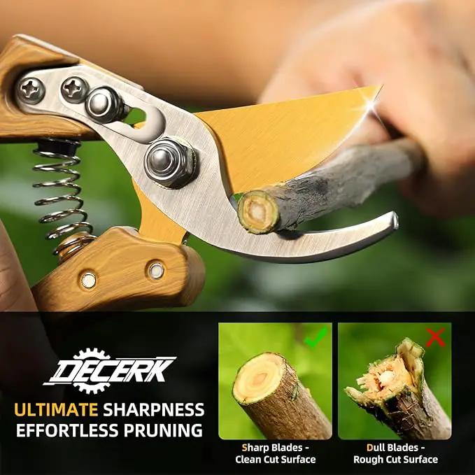 8.5" Professional Bypass Pruning Shears – Heavy Duty Garden Scissors & Clippers for Wood & Tree Trimming, Ultra Sharp SK5 Blade, Ergonomic Handle, Perfect Gardening Gift, 2025 Wood-Like Finish by GreenHaven Gardens