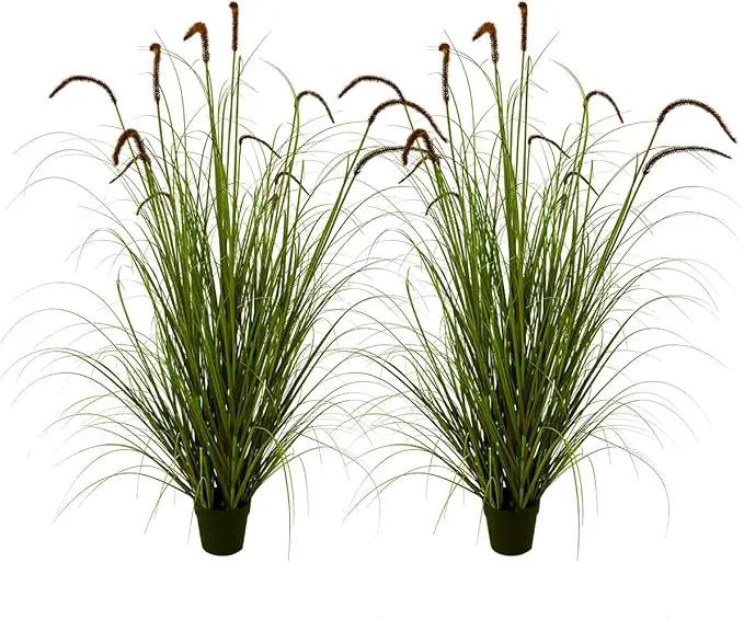 Artificial Plant 5ft(2pack) Tall Artificial Grass Plant,Faux Plants Indoor Home Decorative Artificial Plants & Flowers in Pot Fake Plant, House Plant Indoor by GreenHaven Gardens