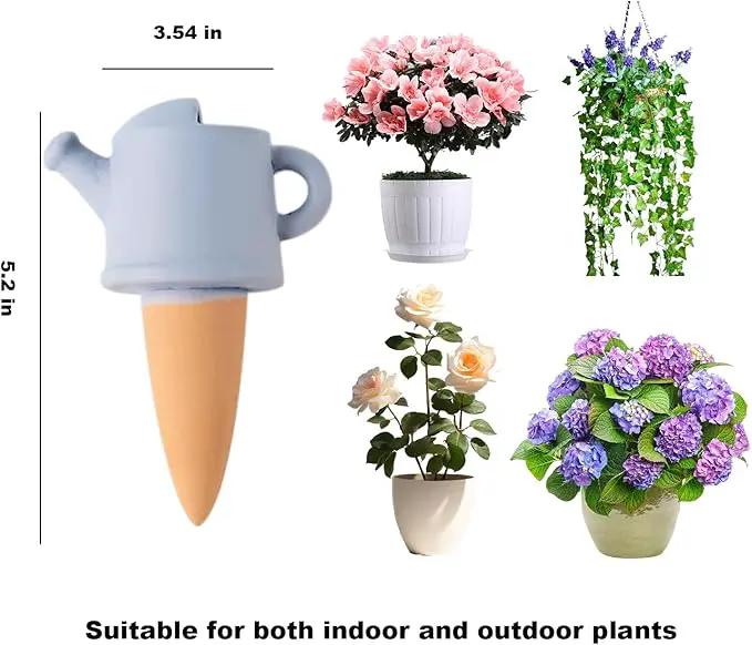 4-Pack Self-Watering Terracotta Spikes for Plants, Automatic Plant Watering Stakes, Keeps Plants Hydrated While You're Away, Ideal for Indoor & Outdoor Use (Teapot Design) by GreenHaven Gardens
