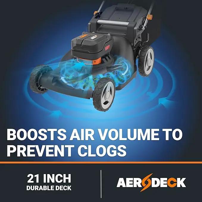WORX Nitro 40V 21" Cordless Lawn Mower w/Aerodeck & Intellicut, Brushless Electric Mower Up to 1/2 Acre, Push Lawn Mower w/ 7-Position Height Adjustment WG752 – Batteries & Charger Included by GreenHaven Gardens